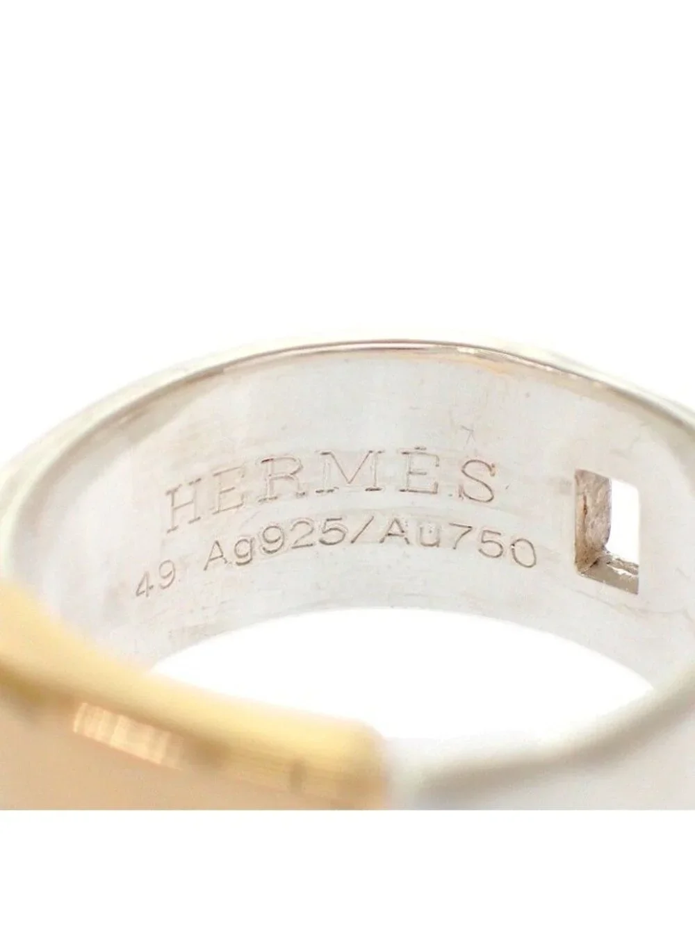 Hermes Newhela Crest S Rin 49 Full 18K Yellow Gold 925 Sterling Silver and Logo